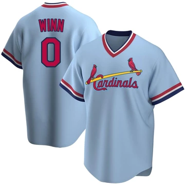 St. Louis Cardinals ＃0 Masyn Winn Men's Replica Road Cooperstown Collection Jersey - Light Blue