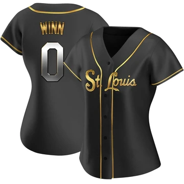St. Louis Cardinals ＃0 Masyn Winn Women's Replica Black en Alternate Jersey - Gold