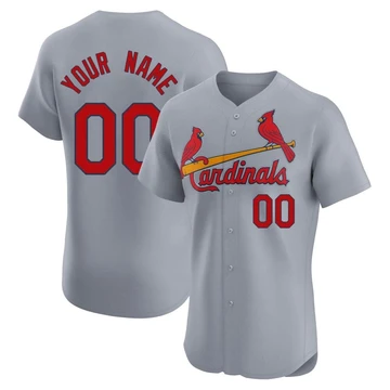 St. Louis Cardinals ＃00 Custom Men's Elite Road Jersey - Gray