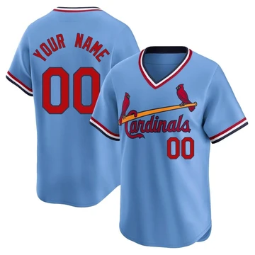 St. Louis Cardinals ＃00 Custom Men's Limited Cooperstown Collection Jersey - Light Blue