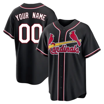St. Louis Cardinals ＃00 Custom Men's Replica Fashion Out Jersey - Black