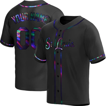 St. Louis Cardinals ＃00 Custom Men's Replica Holographic Alternate Jersey - Black