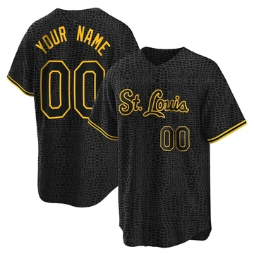 St. Louis Cardinals ＃00 Custom Men's Replica Snake Skin City Jersey - Black