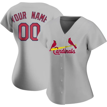 St. Louis Cardinals ＃00 Custom Women's Authentic Road Jersey - Gray
