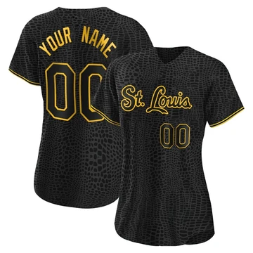 St. Louis Cardinals ＃00 Custom Women's Authentic Snake Skin City Jersey - Black