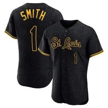 St. Louis Cardinals ＃1 Ozzie Smith Men's Authentic Snake Skin City Jersey - Black