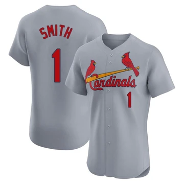 St. Louis Cardinals ＃1 Ozzie Smith Men's Elite Road Jersey - Gray