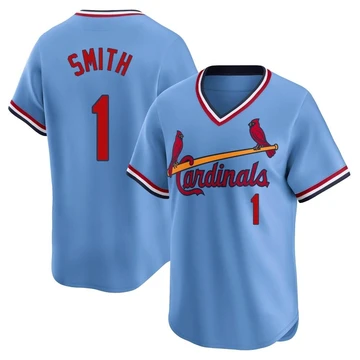 St. Louis Cardinals ＃1 Ozzie Smith Men's Limited Cooperstown Collection Jersey - Light Blue