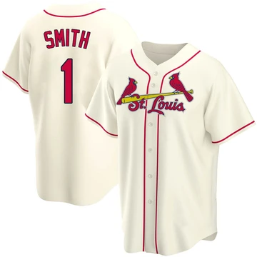 St. Louis Cardinals ＃1 Ozzie Smith Men's Replica Alternate Jersey - Cream