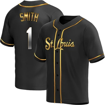 St. Louis Cardinals ＃1 Ozzie Smith Men's Replica Black en Alternate Jersey - Gold