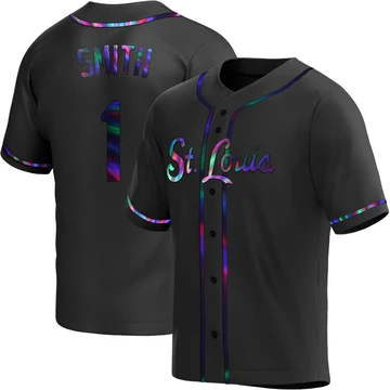 St. Louis Cardinals ＃1 Ozzie Smith Men's Replica Holographic Alternate Jersey - Black