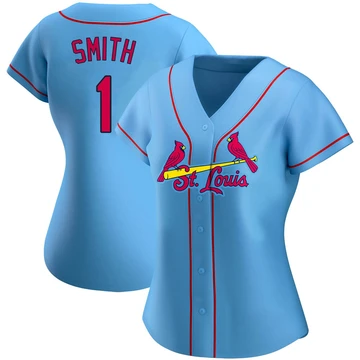 St. Louis Cardinals ＃1 Ozzie Smith Women's Replica Alternate Jersey - Light Blue