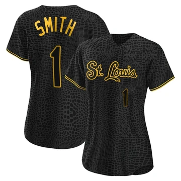 St. Louis Cardinals ＃1 Ozzie Smith Women's Replica Snake Skin City Jersey - Black