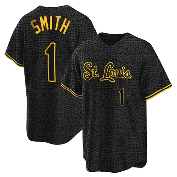 St. Louis Cardinals ＃1 Ozzie Smith Youth Replica Snake Skin City Jersey - Black