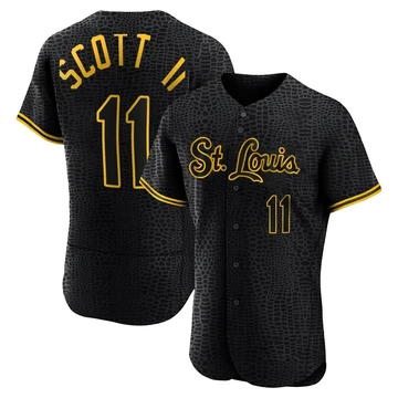 St. Louis Cardinals ＃11 Victor Scott II Men's Authentic Snake Skin City Jersey - Black