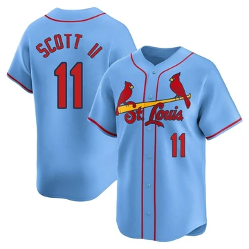 St. Louis Cardinals ＃11 Victor Scott II Men's Limited Alternate Jersey - Light Blue