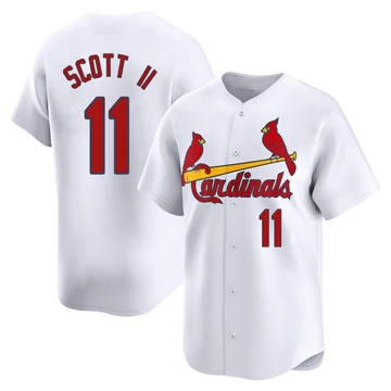St. Louis Cardinals ＃11 Victor Scott II Men's Limited Home Jersey - White
