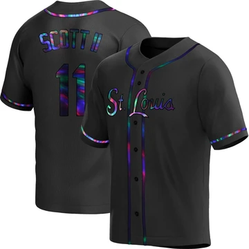 St. Louis Cardinals ＃11 Victor Scott II Men's Replica Holographic Alternate Jersey - Black