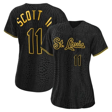 St. Louis Cardinals ＃11 Victor Scott II Women's Authentic Snake Skin City Jersey - Black