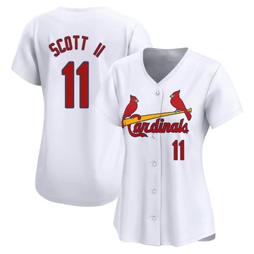 St. Louis Cardinals ＃11 Victor Scott II Women's Limited Home Jersey - White