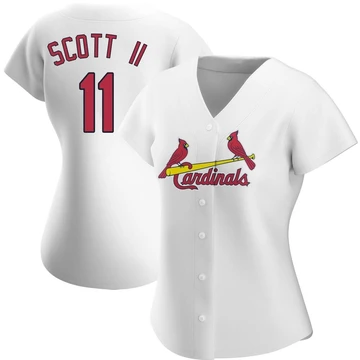 St. Louis Cardinals ＃11 Victor Scott II Women's Replica Home Jersey - White