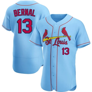 St. Louis Cardinals ＃13 Leonardo Bernal Men's Authentic Alternate Jersey - Light Blue