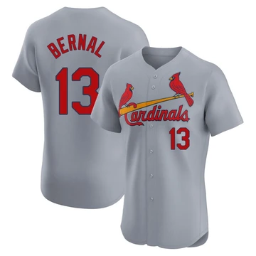 St. Louis Cardinals ＃13 Leonardo Bernal Men's Elite Road Jersey - Gray