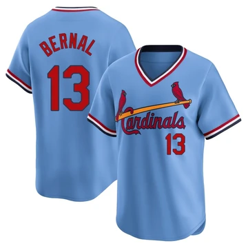St. Louis Cardinals ＃13 Leonardo Bernal Men's Limited Cooperstown Collection Jersey - Light Blue