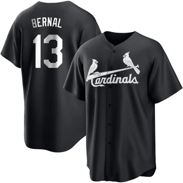 St. Louis Cardinals ＃13 Leonardo Bernal Men's Replica Jersey - Black/White
