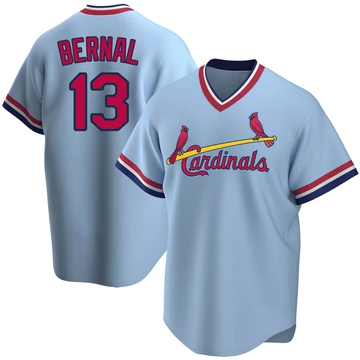 St. Louis Cardinals ＃13 Leonardo Bernal Men's Replica Road Cooperstown Collection Jersey - Light Blue