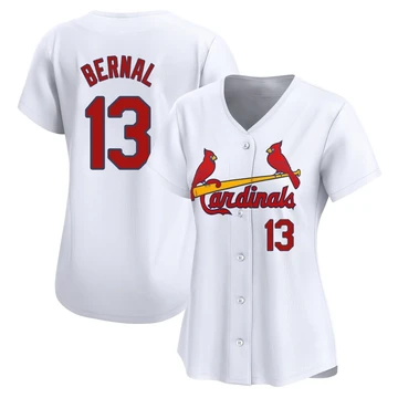 St. Louis Cardinals ＃13 Leonardo Bernal Women's Limited Home Jersey - White