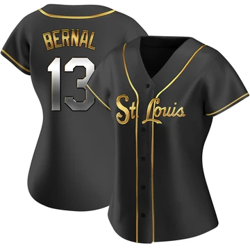 St. Louis Cardinals ＃13 Leonardo Bernal Women's Replica Black en Alternate Jersey - Gold
