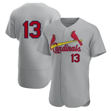 St. Louis Cardinals ＃13 Matt Carpenter Men's Authentic Road Jersey - Gray