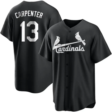 St. Louis Cardinals ＃13 Matt Carpenter Men's Replica Jersey - Black/White