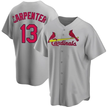 St. Louis Cardinals ＃13 Matt Carpenter Men's Replica Road Jersey - Gray