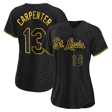 St. Louis Cardinals ＃13 Matt Carpenter Women's Replica Snake Skin City Jersey - Black