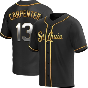 St. Louis Cardinals ＃13 Matt Carpenter Youth Replica Black en Alternate Jersey - Gold