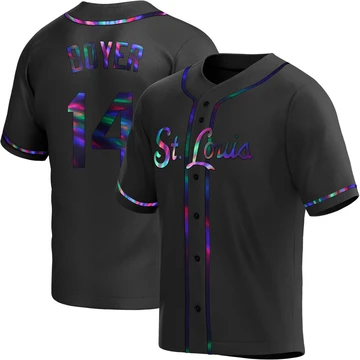 St. Louis Cardinals ＃14 Ken Boyer Men's Replica Holographic Alternate Jersey - Black