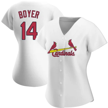 St. Louis Cardinals ＃14 Ken Boyer Women's Authentic Home Jersey - White