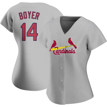 St. Louis Cardinals ＃14 Ken Boyer Women's Authentic Road Jersey - Gray