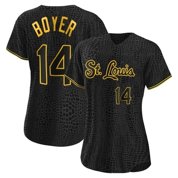 St. Louis Cardinals ＃14 Ken Boyer Women's Replica Snake Skin City Jersey - Black
