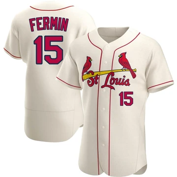 St. Louis Cardinals ＃15 Jose Fermin Men's Authentic Alternate Jersey - Cream