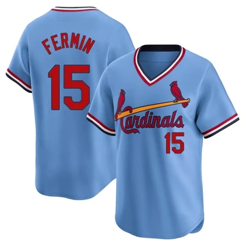 St. Louis Cardinals ＃15 Jose Fermin Men's Limited Cooperstown Collection Jersey - Light Blue
