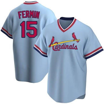 St. Louis Cardinals ＃15 Jose Fermin Men's Replica Road Cooperstown Collection Jersey - Light Blue
