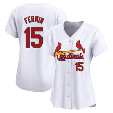 St. Louis Cardinals ＃15 Jose Fermin Women's Limited Home Jersey - White