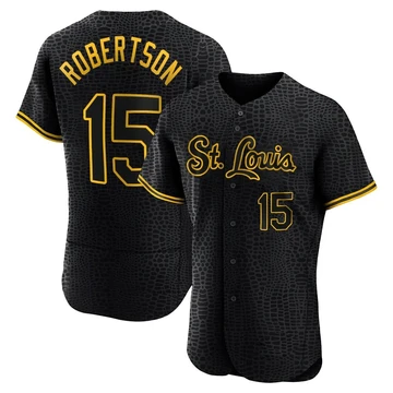 St. Louis Cardinals ＃15 Kramer Robertson Men's Authentic Snake Skin City Jersey - Black