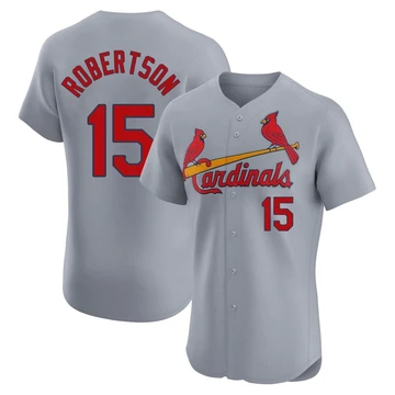 St. Louis Cardinals ＃15 Kramer Robertson Men's Elite Road Jersey - Gray