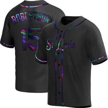 St. Louis Cardinals ＃15 Kramer Robertson Men's Replica Holographic Alternate Jersey - Black