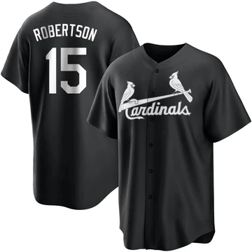 St. Louis Cardinals ＃15 Kramer Robertson Men's Replica Jersey - Black/White