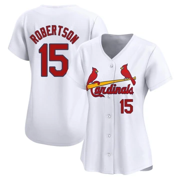 St. Louis Cardinals ＃15 Kramer Robertson Women's Limited Home Jersey - White